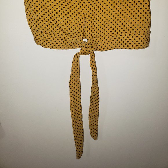 Jon & Anna Mustard & Black Polka Dot Back Tie Blouse - Picture 5 of 5